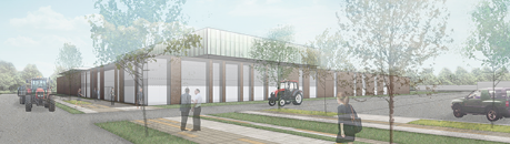 Artist impression of Large Animal Research and Imaging Facility (LARIF) on the Easter Bush Campus, Roslin