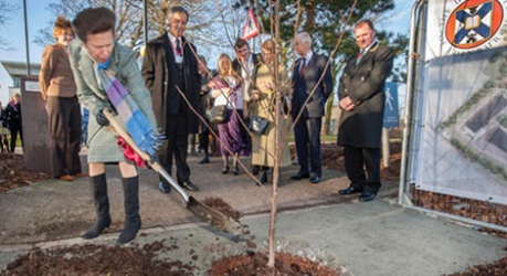 Photo of Her Royal Highness The Princess Royal tree planting at Easter Bush Campus - credit University of Edinburgh