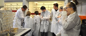 Young people introduced to science in a lab 
