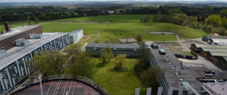 Birds eye view from a crane at the Roslin Innovation Centre - photo credit Norrie Russell, University of Edinburgh