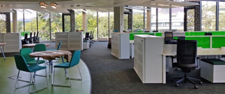 Artist impression of office desk space at the Roslin Innovation Centre