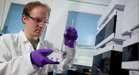 Photo of Dr Philip Weyrauch in the lab - image credit Ingenza