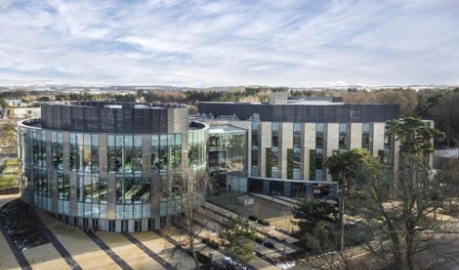 aerial photo of the exterior Roslin Innovation Centre - image credit University of Edinburgh supplied by SG Photography Ltd