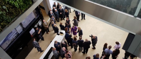 Innovation networking event in atrium - Roslin Innovation Centre