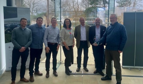 The Board of SeaWarm at Roslin Innovation Centre with their trophy from the Scottish Knowledge Exchange Awards