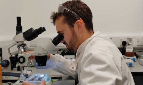 Dr Toby Parkes, Founder & CEO of Rhizocore Technologies, in lab