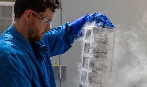 Kyle Naylor, Senior Scientist, Roslin Technologies in lab at Roslin Innovation Centre